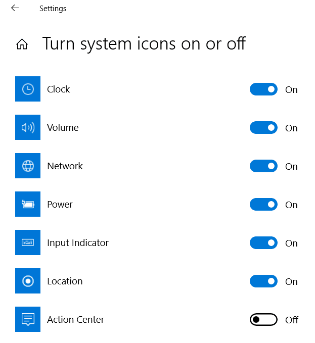 Turn off action center on Windows 10